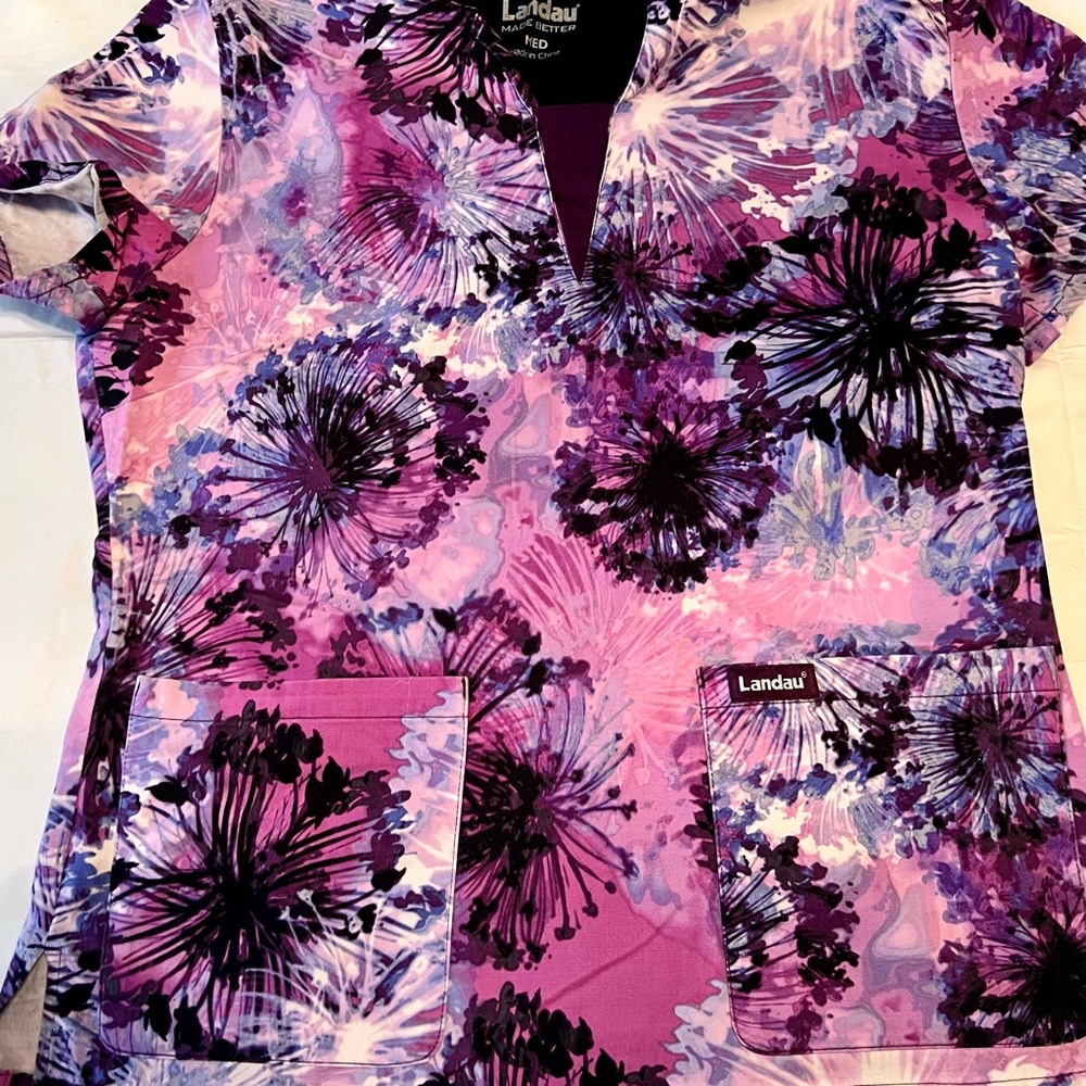 Landau Women's Vibrant Purple‎ and Pink Floral Blouse